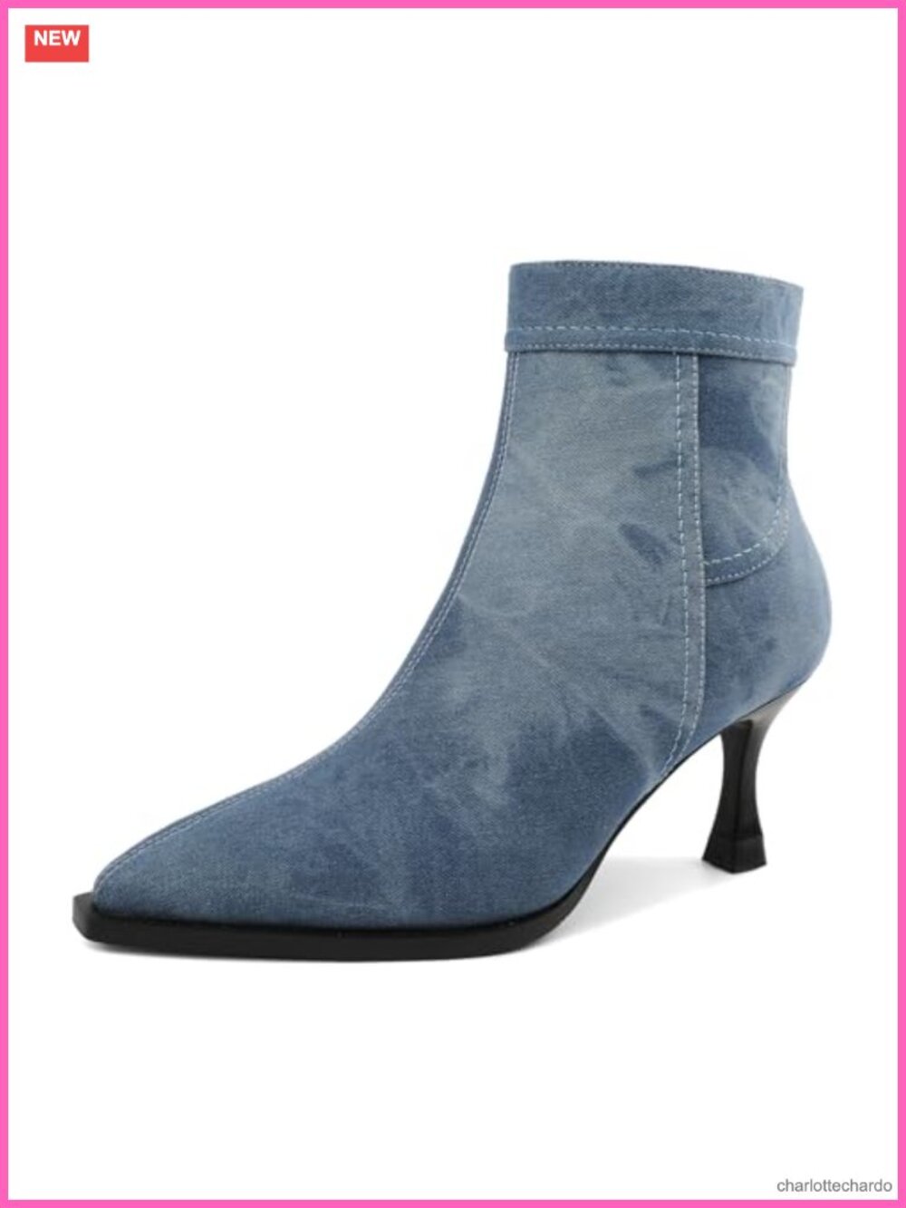Women's Pointed Toe Kitten Heel Ankle Boots with Side Zipper - PU Leather